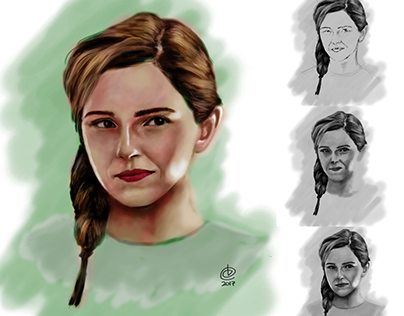 Emma Watson Digital Portrait Painting Process