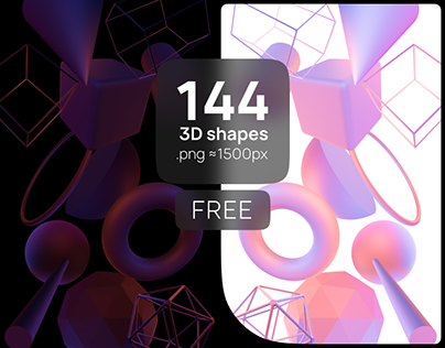 144 3D Geometric Shapes png