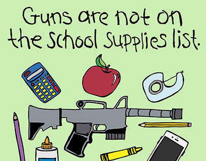 Guns are not on the school supplies list.