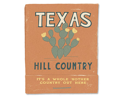 texas hill country matchbook illustration