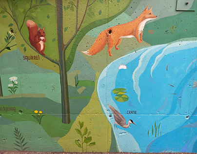Educative mural with local flora and fauna. Portlaoise