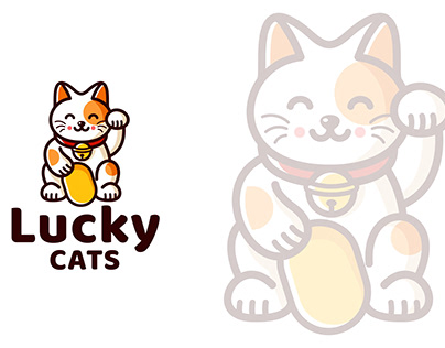 Lucky Cats Cute Kids Logo Template