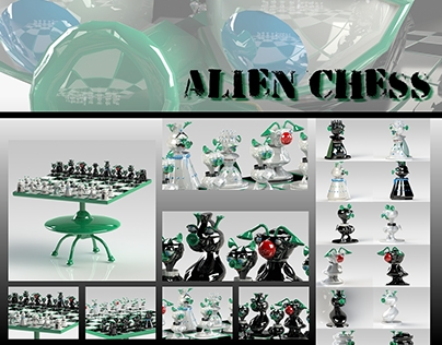3D Alien Chess Set