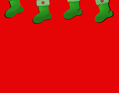 Festive Christmas Stocking Design on Red Background