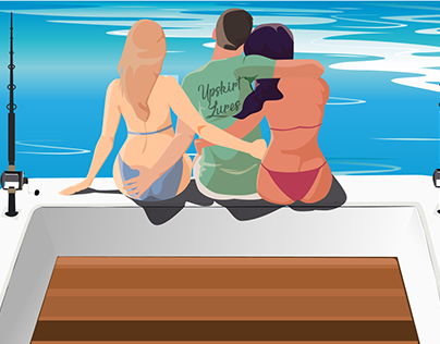 Bikini girls on Boat illustration