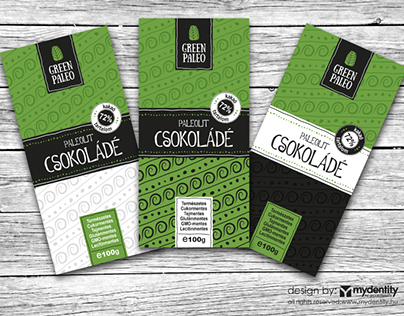 Green Paleo chocolate branding and packaging design