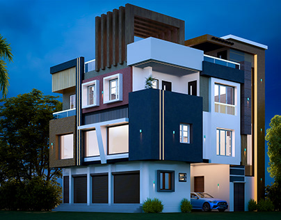 Modern houses exterior view