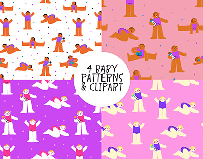 001 cute baby character patterns and clipart
