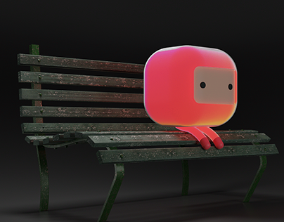 Sad on the bench. Blender 3D