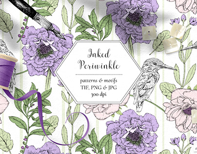 Inked Periwinkle Surface Pattern Design