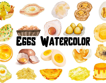 Watercolor Eggs, Omelette Clipart