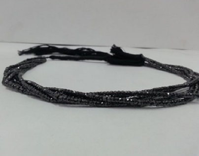 Black Cubic Zirconia Faceted Rondelle Beads