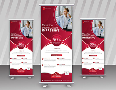Vertical Business Promotion Rollup Banner Template
