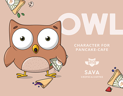 Project thumbnail - Owl. Character and stickers for cfafe "SAVA"