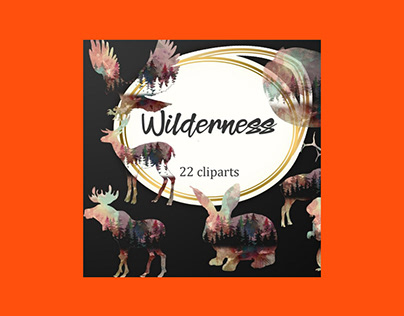 Wilderness: 22 Digital Watercolor Animal Clipart