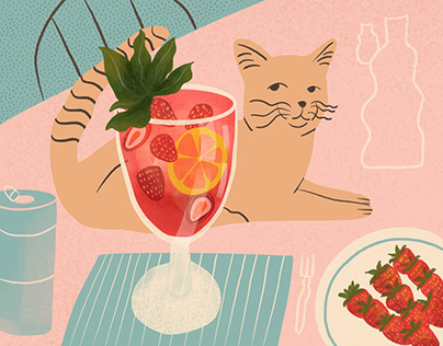 Cat and gin tonic
