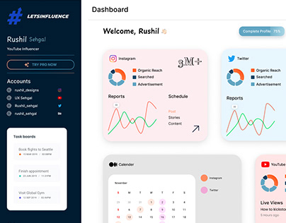 Dashboard for social influencers