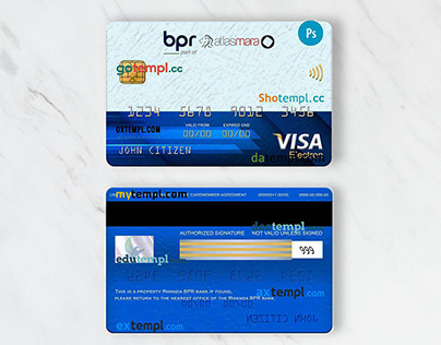 Rwanda BPR bank visa electron card template