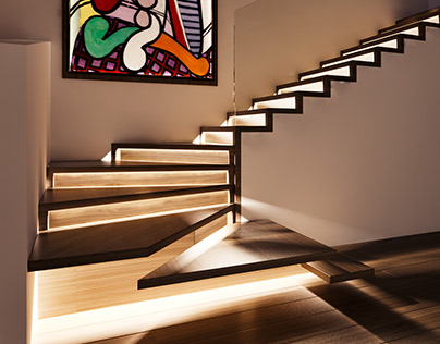 ZIG ZAG - Wooden stair with LED