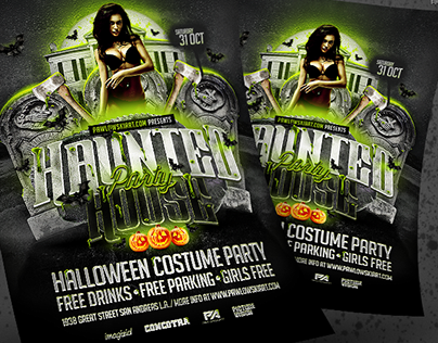 Haunted House Party Flyer PSD Templates