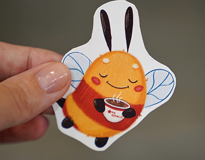 BEE STICKERS for a cafe