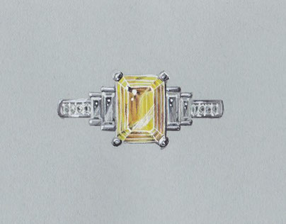 Custom ring with yellow sapphire and diamonds