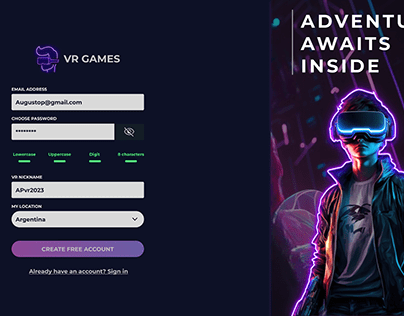 Sign Up web page for games - Daily UI