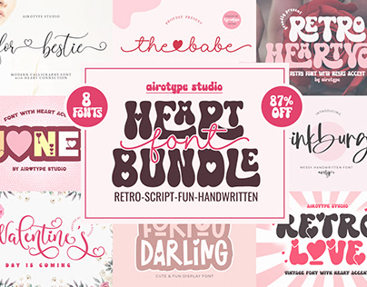 Valentines Heart Font Bundle | 8 Love Fonts