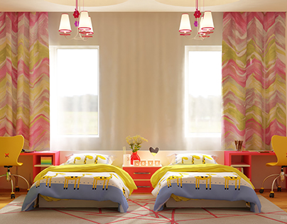 cute kids room with charming daylight