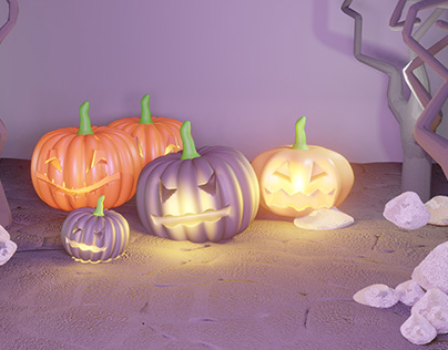 Halloween Pumpkins • Low Poly 3D Blender