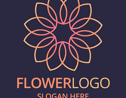 Logo floral gradiente rosa e laranja