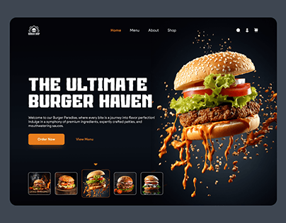 Burger Shop Website Hero Banner - UI Design