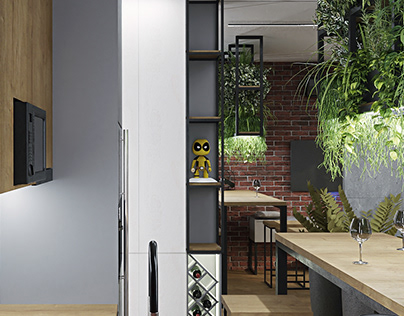 Living room kitchen design. 22 м2. UFA