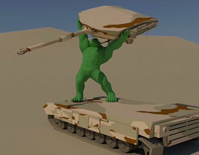 Hulk destruindo um tanque de guerra