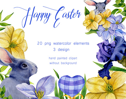 Watercolor Easter Bunny Clipart