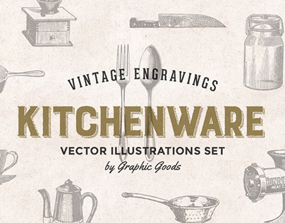 Kitchen Tools - Vintage Engravings Set