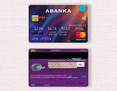 Slovenia Abanka d.d bank mastercard template