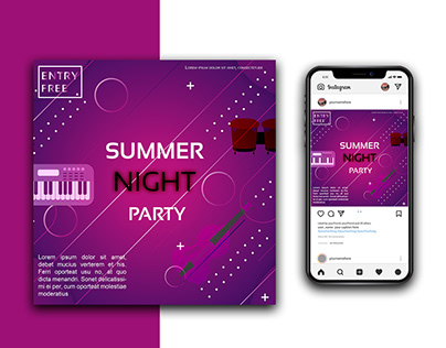 Summer Night Party Social Media Post Tamplate.