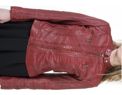 Women's Fashion Designer Red Leather Jacket