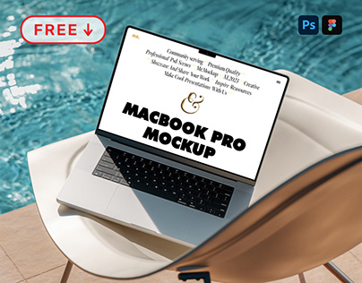 Free MacBook Pro at the Pool Mockup