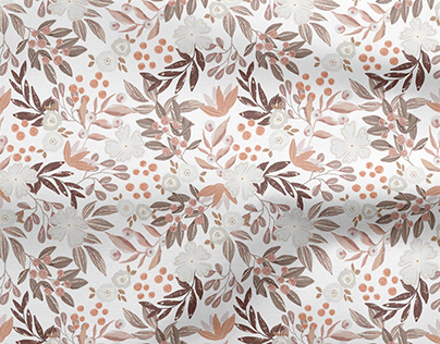 Digital floral seamless pattern in winter colors