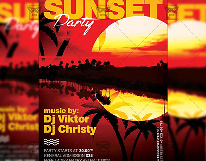 Sunset Party Flyer - Seasonal A5 Template