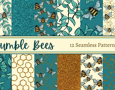 Bumble Bees Seamless Patterns
