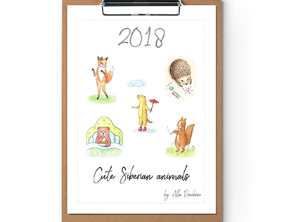 Calendar 2018 Cute Siberian animals