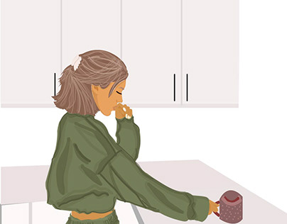Girl in Kitchen Illustration with pen tool