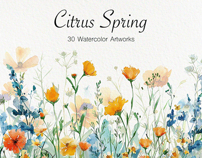 Project thumbnail - Wildflower Watercolor Clipart-Citrus Spring Collection