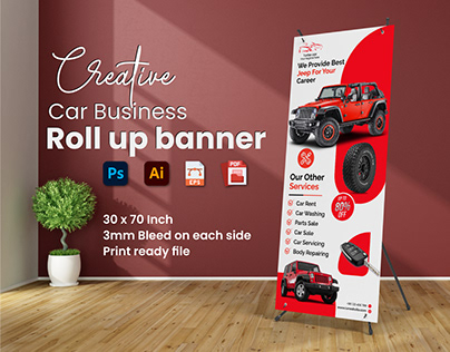 Creative car business roll up banner design