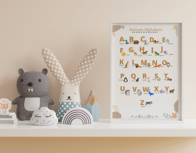 Nursery printable poster frame and books