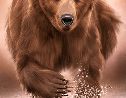 Bear Digital Oil Painting by Wayne Flint