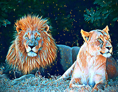 King Lion & His Queen (Lion & Lioness)